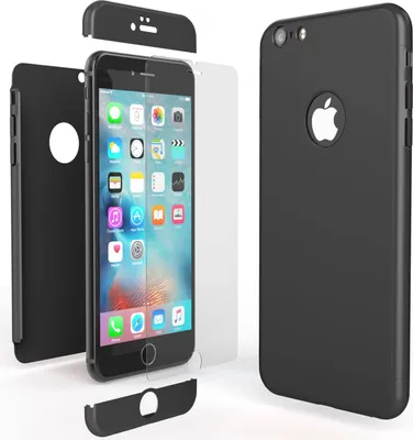 Produktbild von iPhone 6/6S Hülle Rundum Handyhülle mit Displayschutz von NALIA, 360° Cover Case Schwarz