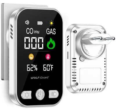 Imagen del producto de Detector de gas y monóxido de carbono - 4 en 1 - Pantalla LCD - Blanco