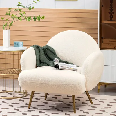 Produktbild von Sherpa Sessel – Sitzsack – Teddybär-Sessel – Relaxsessel – Weiße, flauschige Polyesterbezug