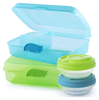 Produktbild von 2er Set Brotdose mit 2 Schraubdeckeldosen Butterbrotdose Brotzeitbox Lunchbox