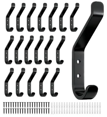 Produktbild von Set mit 20 Schraubhaken für Garderobe, Akustikpaneele, Schlafzimmer, Wohnzimmer und Badezimmer; Wandhaken für Kleiderschränke, Mäntel und Hüte; Metall, 10 cm