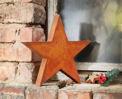 Image de Figurine de décoration "étoile" en métal, aspect rouille, Ø 29 cm, décoration de l'Avent, décoration de Noël, étoile en métal, décoration de jardin pour l'extérieur