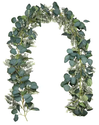 Image de Guirlande artificielle d'eucalyptus, guirlande suspendue d'eucalyptus pour la décoration de mariages, de salles de bains, de jardins et de cuisines, 1 pièce, 182 cm