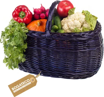 Obrázek produktu pro Proutěný košík s uchem na nákup v přírodní barvě nebo lakovaný ve 3 různých barvách Nákupní košík 45x30x35cm
