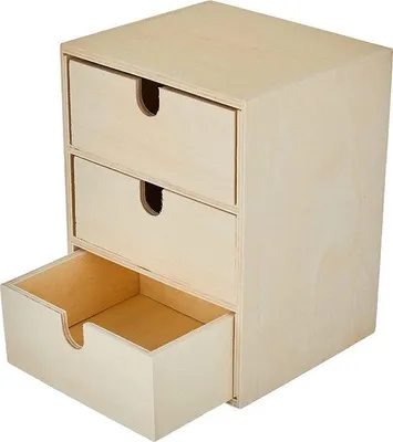 Imagen del producto de Caja de cajones de madera Unyqoos® – 3 cajones, caja de almacenamiento de madera, certificaciónMix Credit, 21,5 x 14,5 x 16 cm