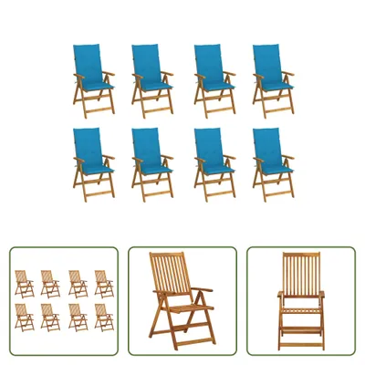 Produktbild von The Living Store Klappbare Gartenstühle mit Kissen 8 Stk. Massivholz Akazie