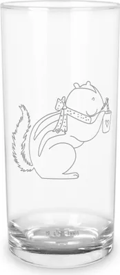 Produktbild von Mr. & Mrs. Panda Trinkbecher Glas Eichhörnchen Smoothie 400 ml - Transparent - Geschenk, Trinkglas, Streifenhörnchen, Green Smoothies, Cocktailglas, Diät, Abnehmen