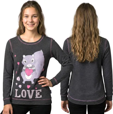 Produktbild von Graue Damen-Nachtbluse „Eichhörnchen“ mit langen Ärmeln M