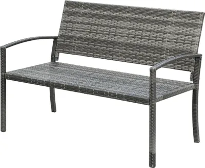 Productafbeelding van Outsunny tuinbank, tweezitter, bank met rotanlook, parkbank, draagvermogen tot 240 kg, staal
