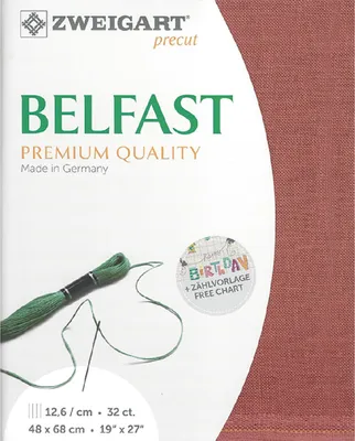 Produktbild von Zählstoff BELFAST Zweigart precut 32 ct. 100% Leinen 3609 Farbe 4030 rot, 48x68 cm