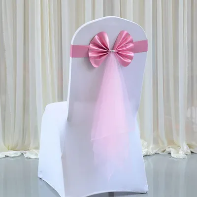 Satin-Stuhlschleifen, 10 Stück, elastisch, rosa, 80-95 cm