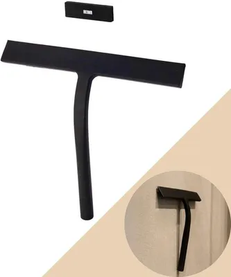 Produktbild von Ibenzoa® Extra breiter Silikon-Duschabzieher mit magnetischer Halterung (ohne Bohren) und Edelstahlkern, Schwarz