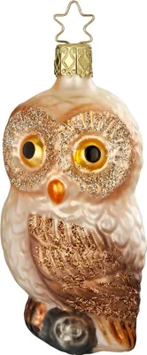 Produktbild von Christbaumschmuck Eule auf Baumstamm Glas 10cm braun, 1 Stück