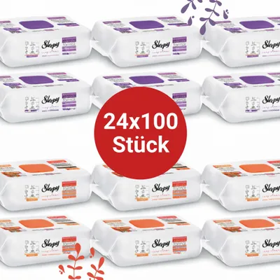 Obrázek produktu pro Čisticí ubrousky Sleepy Easy Clean – 12x100 orchidej + 12x100 pomeranč | Čištění psacího stolu