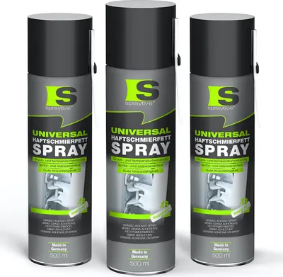 Produktbild von Spraytive 3x 500ml Universal Haftschmierfett-Spray – Schmierfett & Kriechöl für Auto, Gelenke & Lager