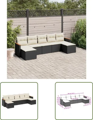 Produktbild von The Living Store 7-tlg. Garten-Sofagarnitur mit Kissen Schwarz Poly Rattan