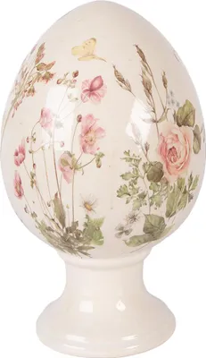 Image de Clayre & Eef Figurine de décoration Oeuf Ø 17x28 cm Beige Céramique