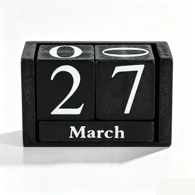 Imagen del producto de Calendario de madera, calendario perpetuo, con indicador de mes y fecha, ideal para la oficina