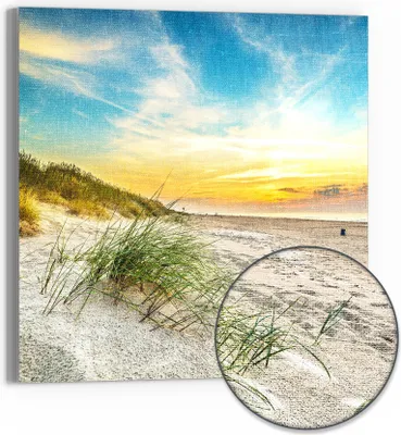 Produktbild von DEQORI Hybrid Leinwand Bild 50x50 cm 'Baltischer Dünenstrand' Wandbild Glas flach modern