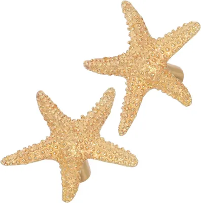Image de Deux poignées décoratives en laiton, en forme d'étoiles, pour tiroirs, armoires et commodes. Poignées de porte maritimes, design rétro, idéales pour les chambres d'enfants et les aménagements marins