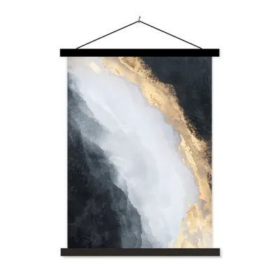 Produktbild von MuchoWow® Textilposter Abstrakt - Farbe - Gold - Schwarz - Marmor 120x160 cm mit schwarzem Rahmen - Magnetischer