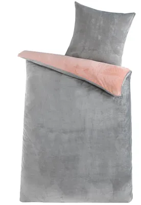 Immagine prodotto di Set di lenzuola in microfibra Malika, effetto cashmere, 2 pezzi, dimensioni 135 x 200 cm + 80 x 80 cm, colore argento-rosa