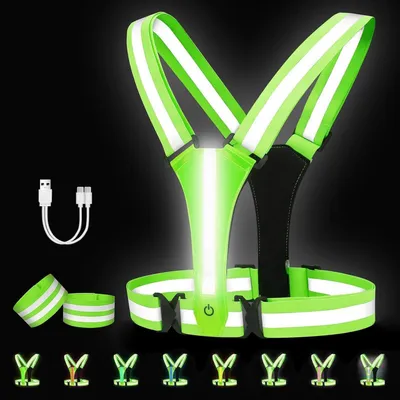 Produktbild von LED Sicherheitsweste Wiederaufladbar Reflektierend 8 Farben Einstellbar für Damen Herren Kinder