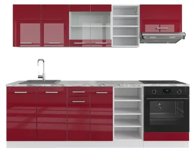 Obrázek produktu pro Kuchyňský kout Vicco R-Line Červená/bílá s vysokým leskem 240 cm s pracovní deskou, Model 37669