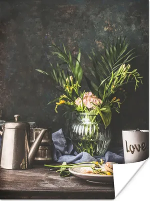 Produktbild von MuchoWow® Poster Vintage - Stilleben - Blumen 30x40 cm - Wandplakat - Poster Kinderzimmer