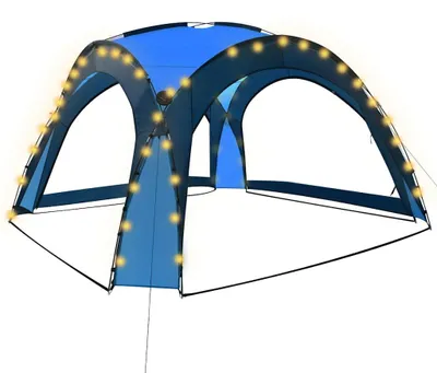 Productafbeelding van vidaXL Partytent met LED-verlichting en 4 zijwanden, 3,6x3,6x2,3 meter, blauw