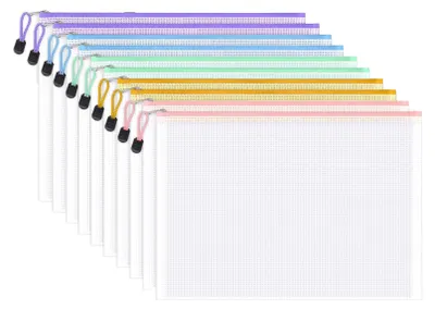 Produktbild von 10 Stück Mesh-Reißverschlusstaschen mit Reißverschluss, wasserdicht, große Kapazität, transparente Organisationstaschen, Dokumentendateibehälter
