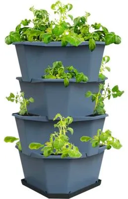 Produktbild von Kartoffelturm Pflanztopf Hochbeetturm Gusta Garden Paul Potato 4 Etagen Kunststoff 44 x 44 x 65 cm blau inkl. Untersetze