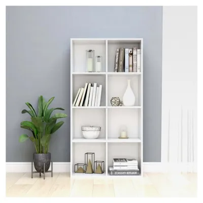Produktbild von Regal, Bücherregale und Standregale, Bücherschrank, Sideboard, Hochglanz, Weiß, 66 x 30 x 130 cm, Holzwerkstoff