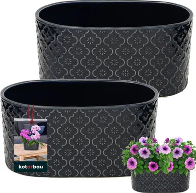 Productafbeelding van KOTARBAU® Bloempot langwerpig binnen geglazuurd keramiek cr?me ovale kruidenpotten vensterbank bloembak, kobaltblauw, 13 x 25 x 12 cm