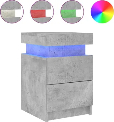 Produktbild von Nachttisch mit LED-Leuchten Betongrau 35x39x55 cm