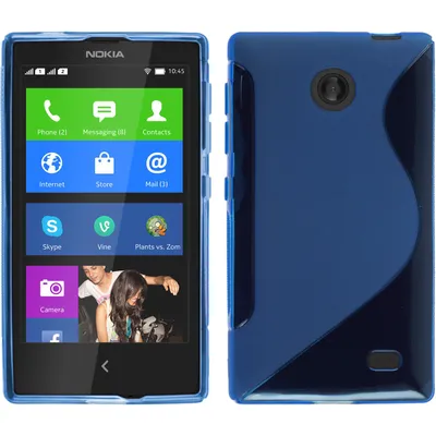 Produktbild von PhoneNatic Case kompatibel mit  Nokia X / X+ - blau Silikon Hülle S-Style + 2 Schutzfolien