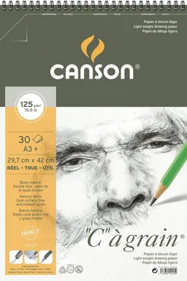 Produktbild von CANSON Zeichenpapier-Spiralblock "C" à grain A3 125 g/qm 30 Blatt