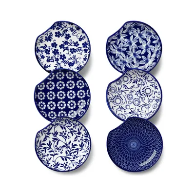 Produktbild von Kochlöffelablage, Löffelablage, 6-tlg Set Löffelständer Löffelhalter, Blau und Weiß Porzellan