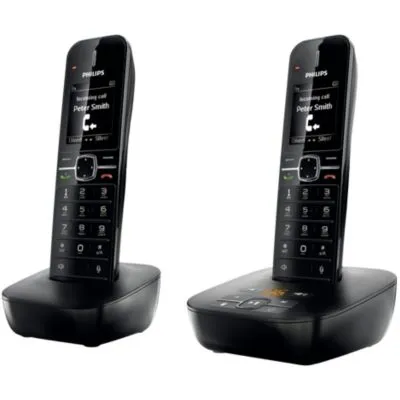 Produktbild von Philips CD485 DUO Schnurlostelefon mit Anrufbeantworter, Rufnummernanzeige, 18h Sprechzeit, 13 Tage Standby, Freisprechfunktion, DECT