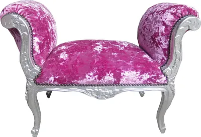 Casa Padrino Barock Schemel Hocker Sitzbank Pink Veloure Silber Furniture Möbel Baroque Ottoman Stool Rose Pink Luxury Luxus