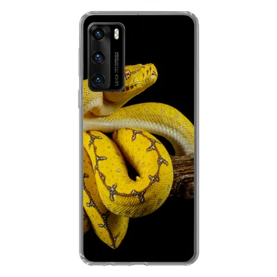 Produktbild von MuchoWow® Handyhülle Schutzhülle Hülle für Huawei P40 Schlange - Zweig - Gelb Silikon Softcase Handy Hülle - Handytasche