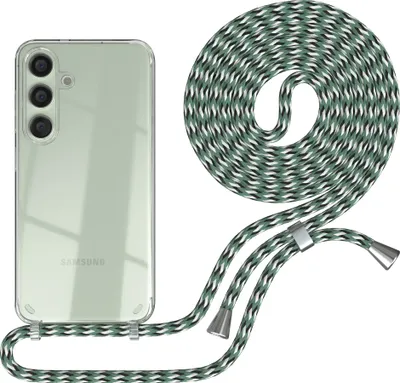 Produktbild von EAZY CASE Handykette kompatibel mit Samsung Galaxy S24, Handyhülle mit Umhängeband, Handykordel, Schutzhülle Clear, Band in Grün