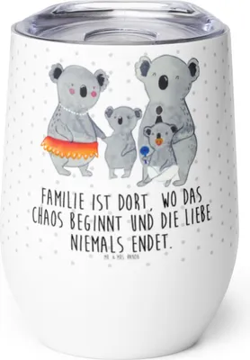 Produktbild von Mr. & Mrs. Panda Thermobecher Koala Familie - Weiß - Geschenk, glühweinbecher, Thermo Becher, Kinder, Isolierbecher, Mama, Koalas, Muttertag, kaffee tasse, thermosbecher