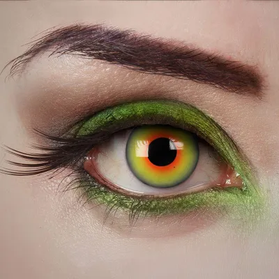 Produktbild von aricona Grün-Rote Kontaktlinsen, 2 Stück - Farbige Halloween-Linsen ohne Stärke