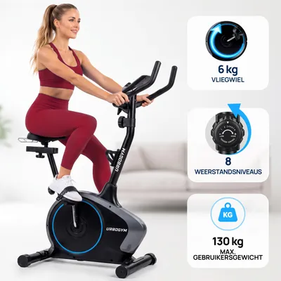 Productafbeelding van URBOGYM ARGO BLUE Hometrainer, Fitnessfiets voor Thuis, Trainingsfiets voor Cardio, Conditietraining en Dagelijks Gebruik, Blauw
