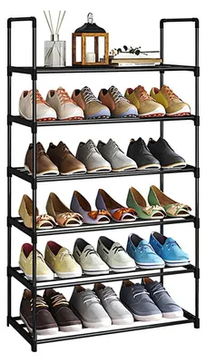 Produktbild von Schuhregal Metall 6 Ebenen 58x28x109 cm Schwarz