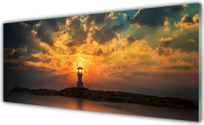 Produktbild von Glasbilder 125x50 Wandbild Druck auf Glas Leuchtturm Meer Landschaft