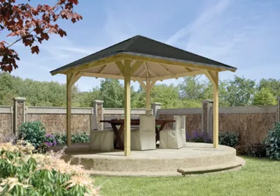 Produktbild von Pavillon Karibu Ostrau mit Pfostenanker 289 x 289 cm kesseldruckimprägniert