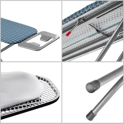 Obrázek produktu pro Robustní skládací žehlicí prkno s horkuodolnou žehlicí plochou – nastavitelná výška, kompaktní design – 110 x 30 cm