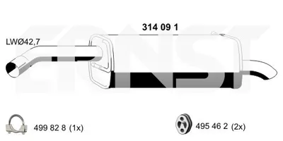 Produktbild von ERNST 314091 Endschalldämpfer für FORD Fiesta Mk6 Schrägheck (JA8, JR8) Auspuff